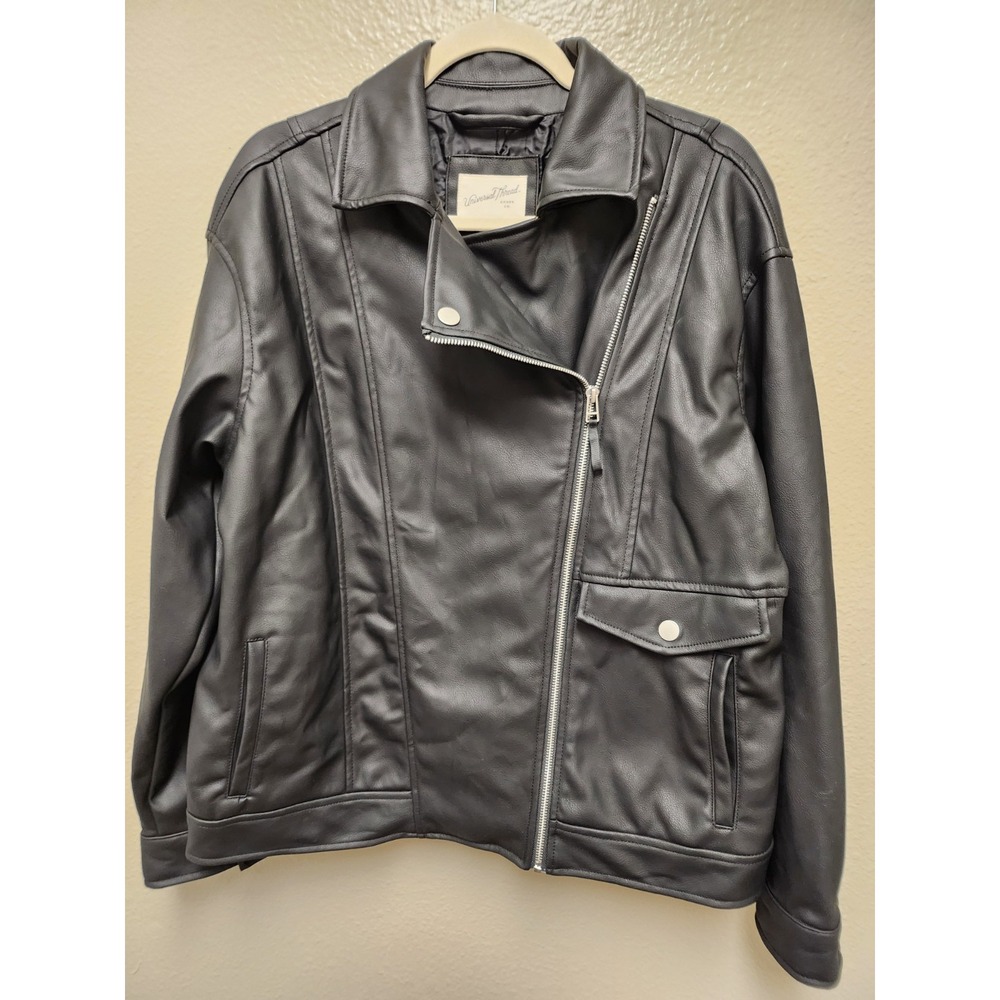 Universal Thread Women's Faux Leather Moto Jacket Black SZ M